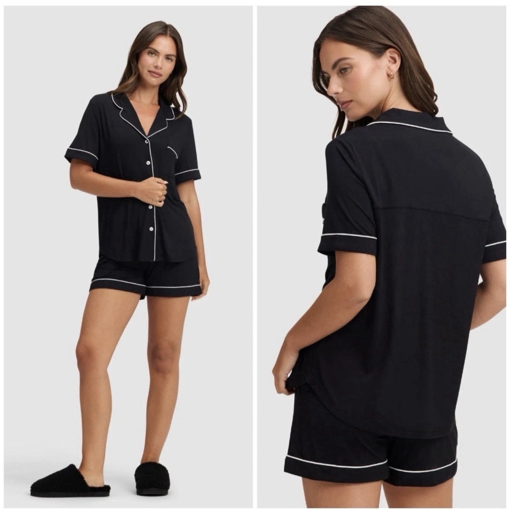 Cozy Earth Women's XXL Bamboo Stretch-Knit Short Sleeve Pajama Set Black NEW